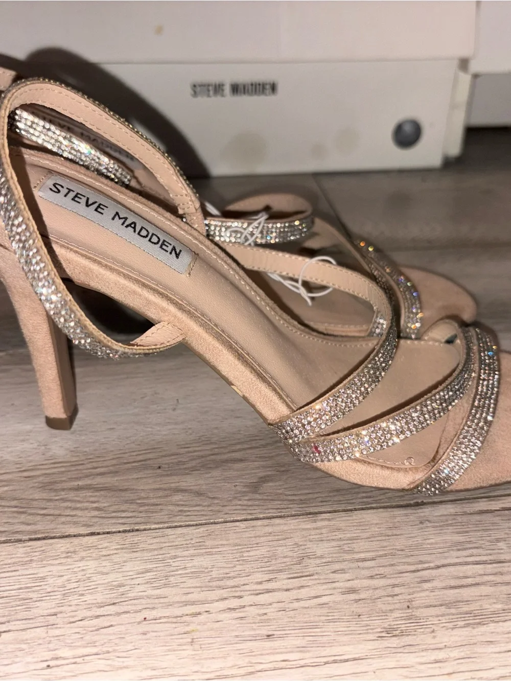 Steve Madden Nude Rhinestone Strappy Heels - Picture 3 of 3